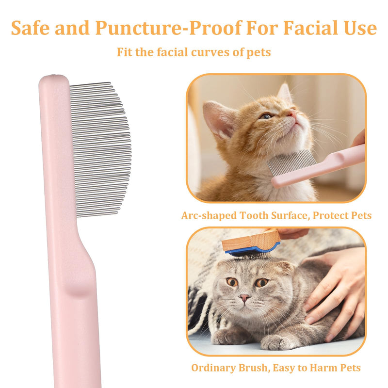 Dog Eye Comb Stainless Steel Dog Cat Grooming Combs with Rounded Teeth Tear Stain Remover Professional Eye Comb for Pets Fit Yorkie Shih Tzu Maltese Maltipoo Pomeranian and Cats