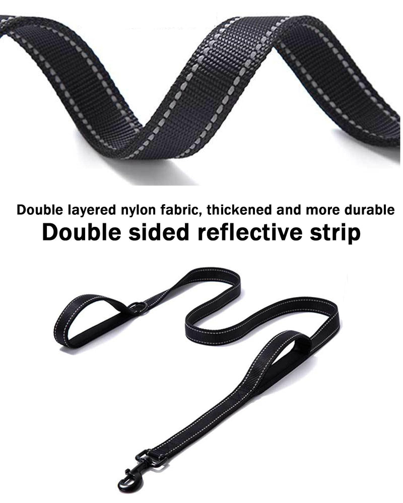 Aeclleca Soft Handle Reflective Black Dog Leash with 2 Padded Handles, 5FT Heavy Duty Pet Lead for Medium & Large Dogs, Comfortable Anti-Slip Grip & Night Safety Design (Purple) Purple - PawsPlanet Australia