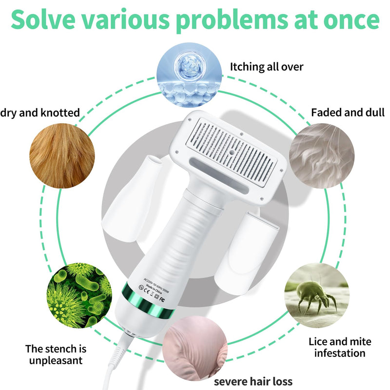 Pet hair dryer | Portable silent 2-in-1 pet beauty hair dryer with replaceable self-cleaning brush | Adjustable temperature | Suitable for small and medium-sized cats and dogs - PawsPlanet Australia
