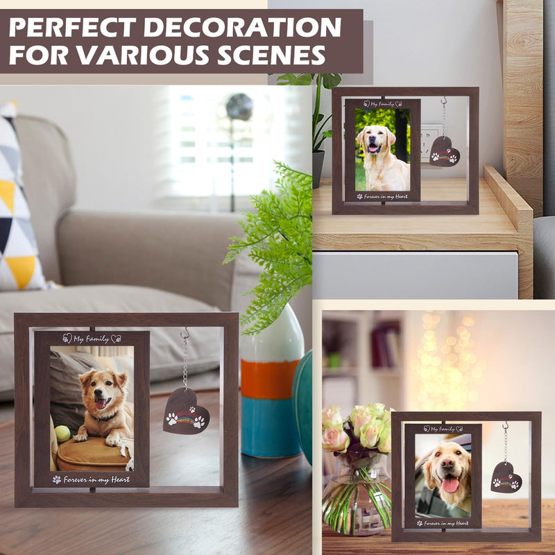 EXPAWLORER Pet Memorial Gifts for Dogs Cats - Dog Memorial Gifts for Loss of Dog, Rotating Wooden Dog Picture Frame with Paw Print Ink Pad, Dog Bereavement Gifts Pet Loss Sympathy Remembrance Gift