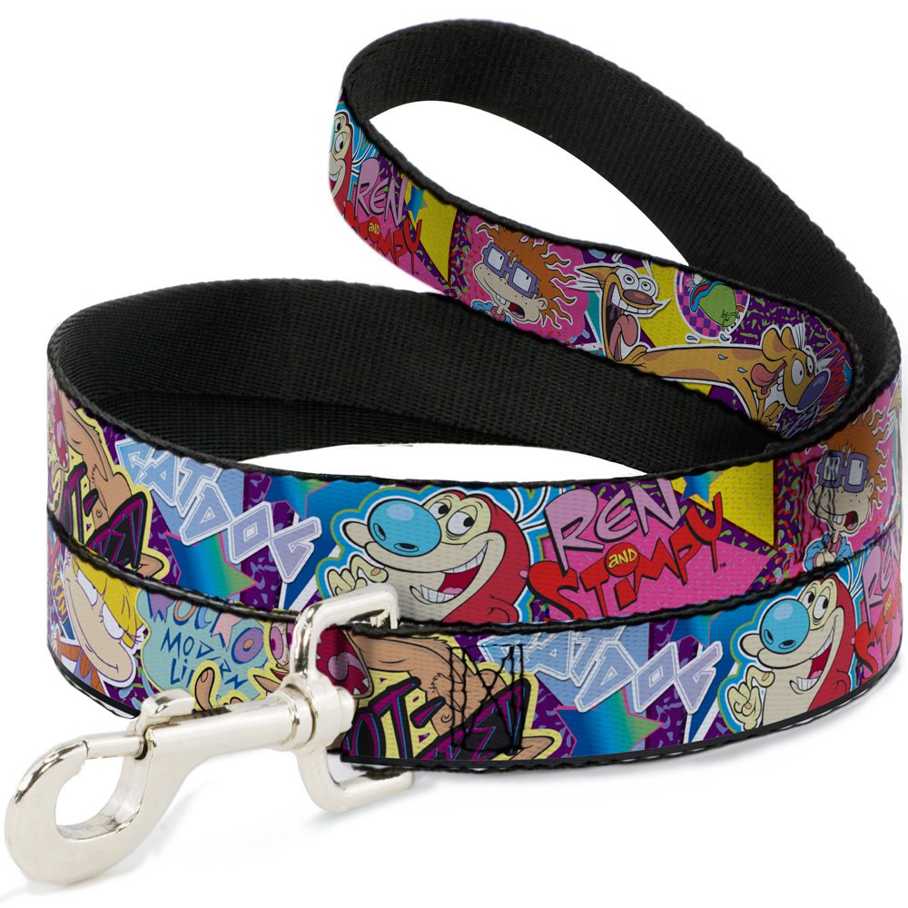 Dog Leash Nick 90s Rewind 7 Character 4 Logo Collage 6 Feet Long 1.0 Inch Wide 6 Feet Long - 1" Wide