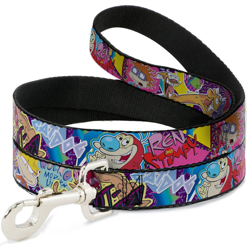 Dog Leash Nick 90s Rewind 7 Character 4 Logo Collage 6 Feet Long 1.0 Inch Wide 6 Feet Long - 1" Wide