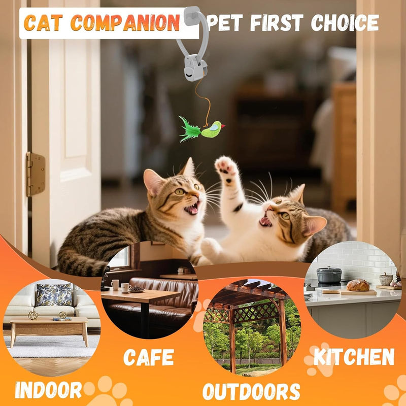 Interactive Cat Toys for Indoor Cats Automatic Electric Flying Bird Feather Cat Toy - Best Kitten & Adult Cat Enrichment Toy Hanging Electric Kitty Toys for Bored Cats Gray Generation 2 - PawsPlanet Australia