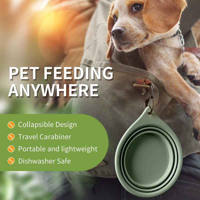 Collapsible Dog Bowls 2pcs for Puppy Bowl, Portable Dog Bowl for Small to Medium Sized Dogs and Cats, Travel Dog Bowl is Ideal for Traveling and Hiking BPA Free Green + dark grey - PawsPlanet Australia