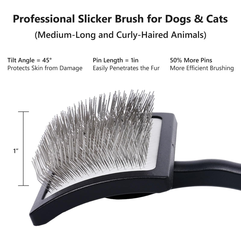 3PCS Slicker Brush for Dogs & Pet Comb,Professional Dog Grooming Brush(Goldendoodles,Poodles,Labra) suitable brush for dogs and cats for Shedding & Haired Pets, Pet Supplies Accessories (Black) Black - PawsPlanet Australia