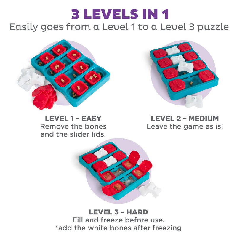 Outward Hound Nina Ottosson Dog Brick Dog Puzzle Interactive Treat Puzzle Dog Enrichment Dog Toy, Level 2 Intermediate, Blue Dog Brick (Red, White, Blue) - PawsPlanet Australia