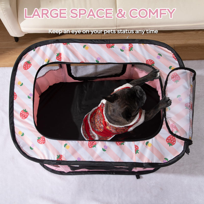Portable Pet Cat Playpen,Cat Cages Indoor Collapsible Dog Crates Tent Kennel Playpen for Dogs Cat and Rabbit Travel Dog Playpen Indoor & Outdoor (Small?27.6" L x 21.7" W x 17.7" H?, Pink) Small?27.6"L x 21.7"W x 17.7"H?