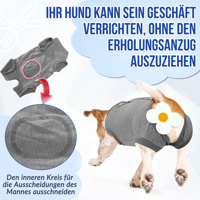 Eyein Dog Bodysuit After Op, Breathable and Comfortable Onesie for Dogs with Adjustable Fastening, Wound Protection Suits for Dogs to Prevent Licking - E-Collar Alternative (Grey, M) M (Chest circumference: 38-45cm) gray