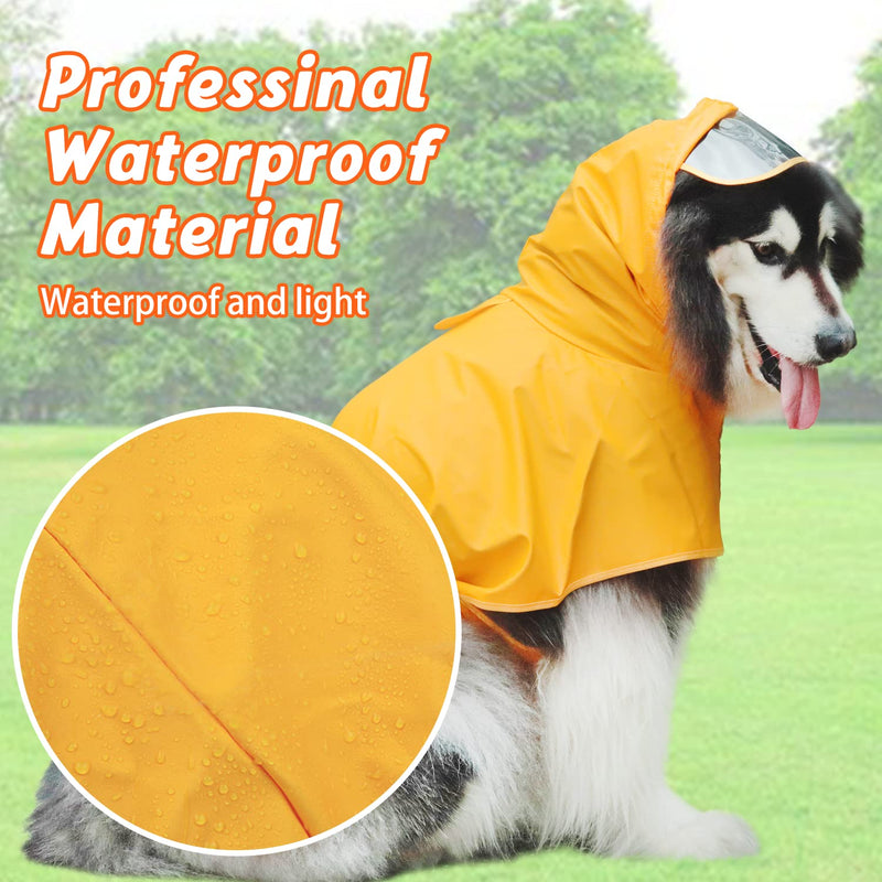 Dog Raincoat Hooded Slicker Poncho - Reflective Lightweight Pet Rain Jacket Coat,Dog Waterproof Raincoat with Adjustable Belly Strap for Small,Medium, Large Dogs Yellow