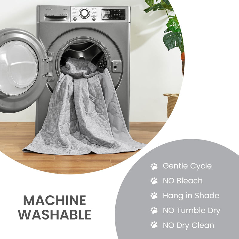 Cozy Bliss Leakproof Cooling Blanket for Small Dogs, Q-Max>0.4, Durable & Washable Dog Cooling Mat for Hot Weather, Soft Pet Throw & Couch Protector for Puppies & Cats, 25x35 Inch, Heather Silver Grey S (25''x35'') - PawsPlanet Australia