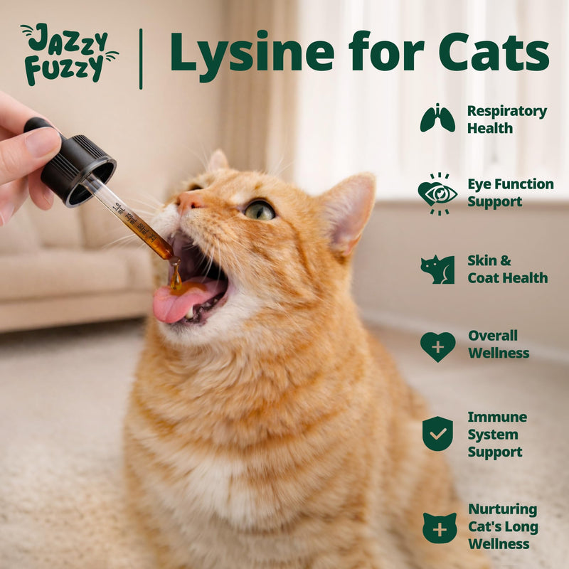 L-Lysine for Cats Liquid Drops, Immune, Respiratory & Eye Support, with Taurine and B Vitamins, Chicken Flavor, Easy to Mix for Kittens & Adult Cats, 60 mL