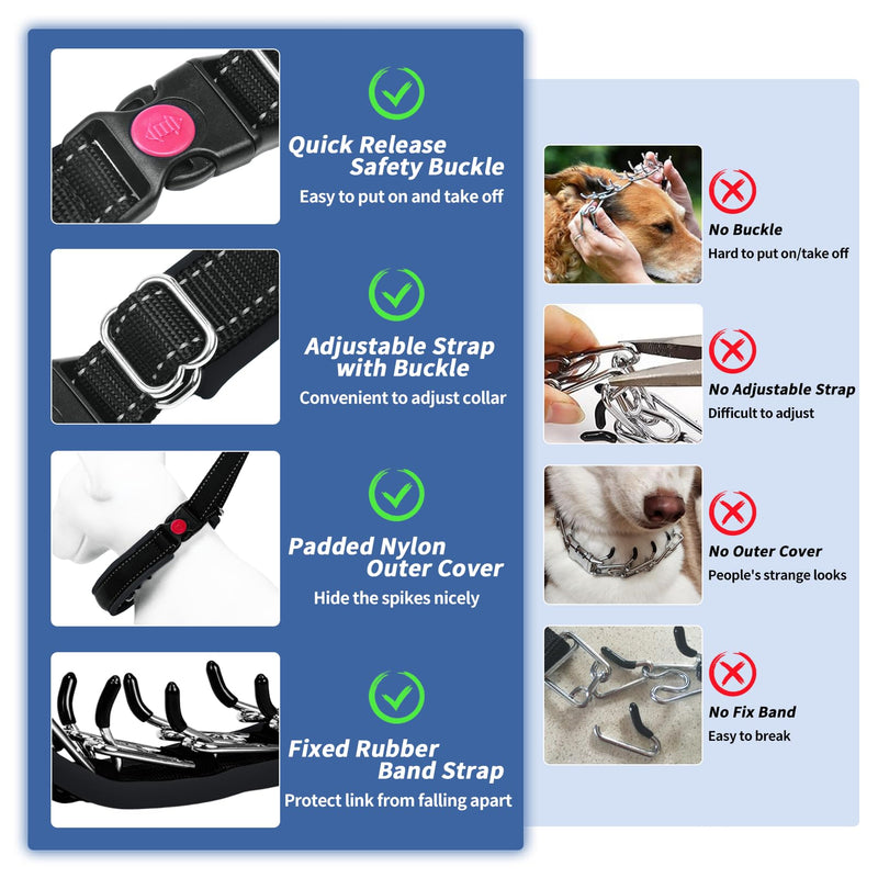 Martingale Collar for Dogs, Hidden No Pull Dog Collar with Buckle, Reflective Nylon Choke Collar Adjustable Limited Slip Collar for Large Medium Small Dogs Anti Pull Training Walking S Black S (11"-15" Neck, 1" Wide) Black Black - PawsPlanet Australia