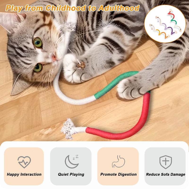 Cat Toys Chew Rope 3PCS Catnip Toys, Safe Teeth Cleaning Rope Cat Chew Toy, Interactive Cat Nip Cat Toys for Bored Indoor Adult Cats, Kitten, Handmade Enrichment Cat String Toy for 27.6" All Breeds Pro-3 Pcs - PawsPlanet Australia