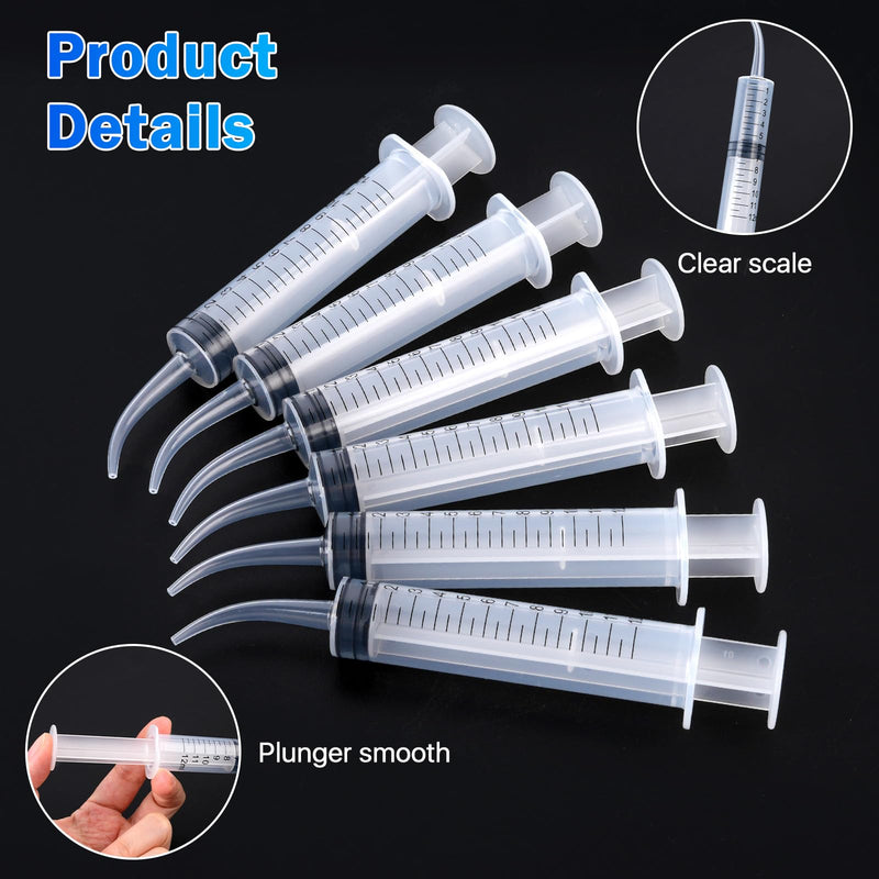 100 Pcs Dental Syringe with Curved Tip and Straight Tip ,12ml Disposable Irrigation Syringe with Measure Scale for Liquid, Oral Dental Care, Tonsil Stones Removing, Feed Small Pet,Lab - PawsPlanet Australia