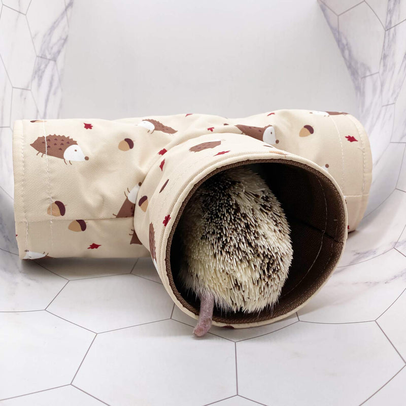 3-Way Small Animal Tunnel Collapsible Pet Play Toy Tunnel Tube for Dwarf Rabbit Hamster Guinea Pig Toys Chinchilla Sugar Glider Hedgehog Hideout Cave Beige - PawsPlanet Australia