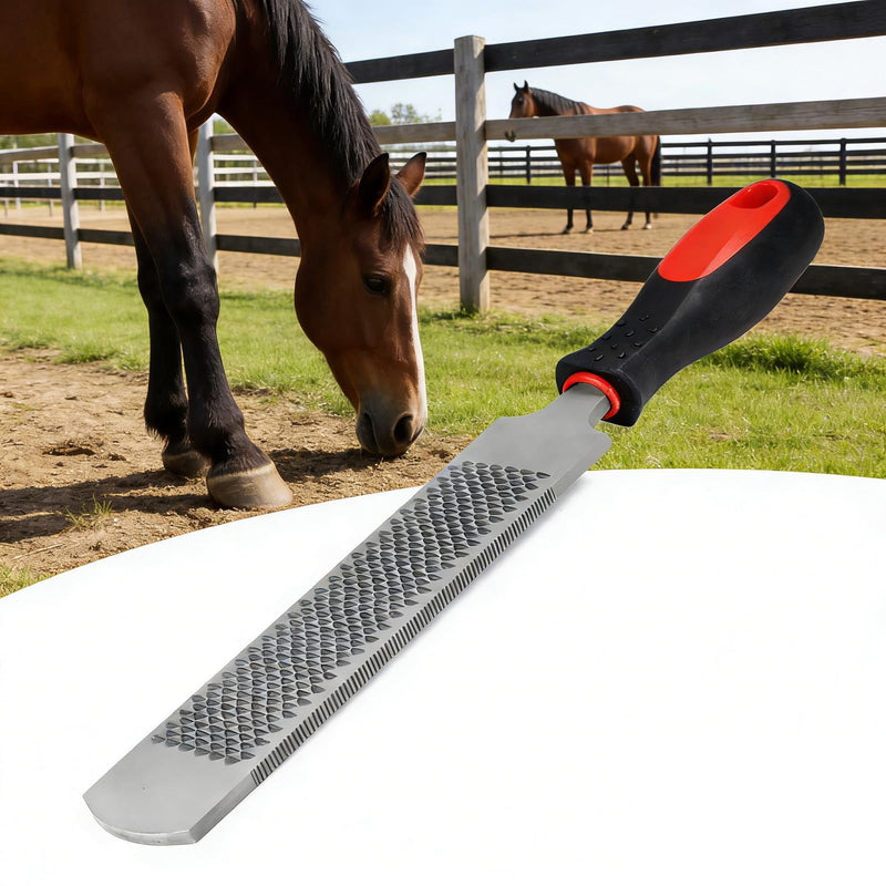 13 Inches Hoof Rasp,Farrier Rasp,Farrier Tools,Professional Carbon Steel Farrier File Tool with Rubber Handle,Heavy Duty Trimming Tool for Horses,Cattle,Goats,and Donkeys 13 Inches