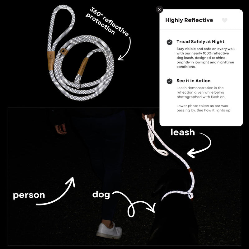 Wooflinen Reflective 6ft Climbing‑Rope Dog Slip Leash, Elegant Design, Durable, Heavy Duty Lead for Large, Medium Dogs and Strong Pullers - Night Walks (Starry Night) Starry Night - PawsPlanet Australia