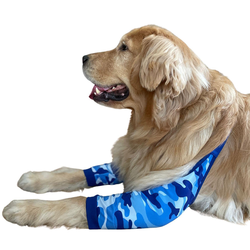 Dog Surgery Recovery Sleeve for Front Legs, Pet Prevent Licking Wound Elbow Brace Protector Dogs Hip Joint Protector Recovery Sleeves (Blue Camouflage, XXL) Blue Camouflage