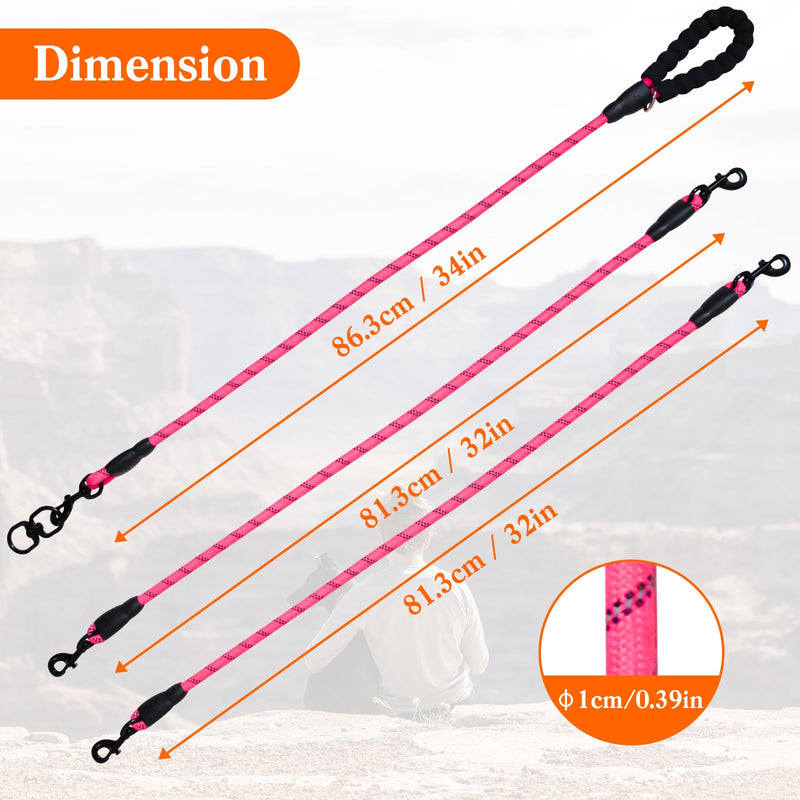 Dual Dog Leash,2 Way Dog Leash,Dog Double Leashes,360 Swivel No Tangle Walking Leash for Dual Dogs,Comfortable Tow Dog Leash with Reflective for Large Medium Small Dogs (Double Leashes, Pink) - PawsPlanet Australia
