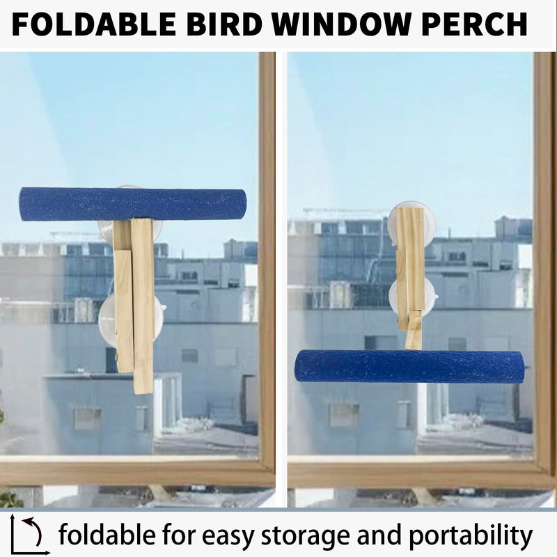 Bird Perch Stand with Suction Cup for Window Mirror, Bird Window Paw Grinding Perch Toy for Small Medium Parrot Parakeet Cockatiel Concure Budgie Macaw Finch Lovebirds T Shape