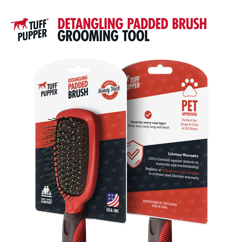 Tuff Pupper Stainless Steel Pin Brush for Long or Short Hair Pets - Detangling & Dematting Undercoat Brush for Dogs, Cats, and All Pets - PawsPlanet Australia