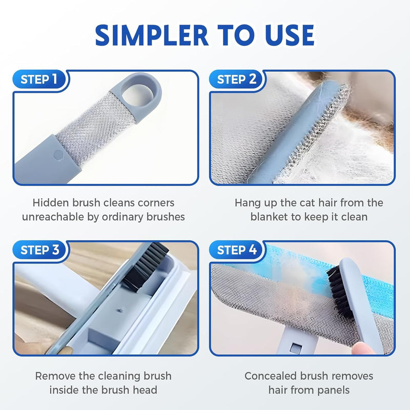 Pet Hair Remover Brush with 17-inch Handle, 4-in-1 Cat and Dog Hair Removal Tool for Furniture, Couch, Carpet, Clothes - PawsPlanet Australia