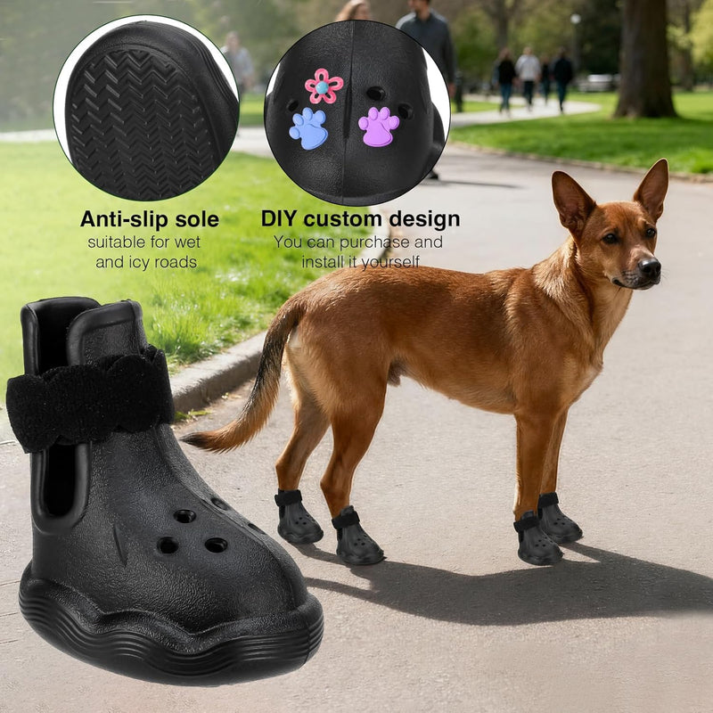 Dog Shoes for Hot Pavement & Snow - Waterproof, Non-Slip Dog Booties with Adjustable Straps. Breathable & Easy-Clean Paw Protectors, Easy ON/Off for Beach, Hiking All Seasons (Black, XS) Black - PawsPlanet Australia