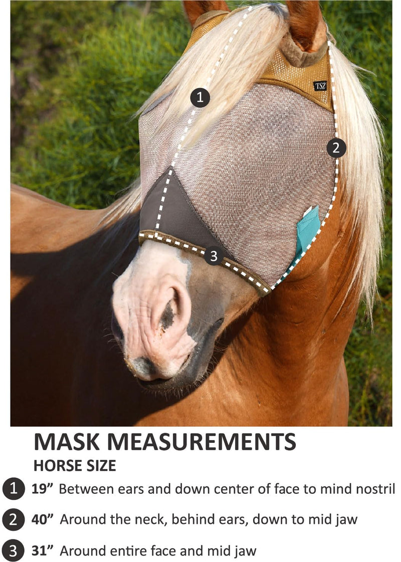 Horse Fly Mask with Nose Cover 70% Uv Protection Horse Size - PawsPlanet Australia