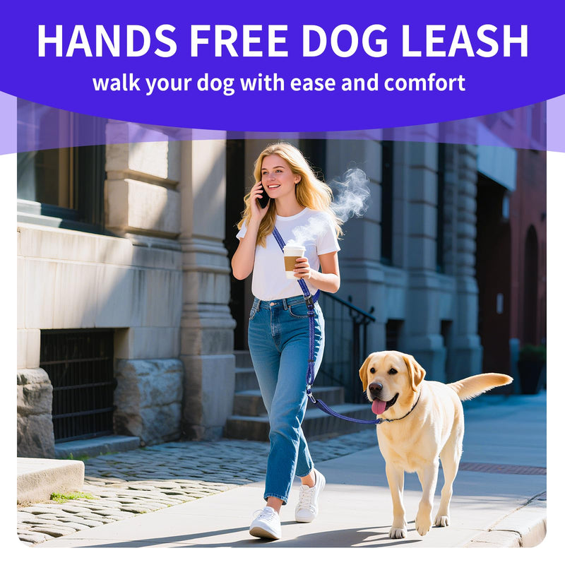 Hands-Free Dog Leash with Adjustable Length 6-9FT + Dual Padded Handles Reflective Safety for Walking, Jogging & Training | Suitable for Medium to Large Dogs & Puppies Black-L L - PawsPlanet Australia