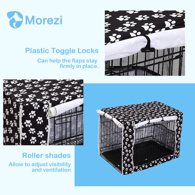 Dog Crate Cover Kennel Dogs Covers fits Small Medium Large crates cage Heavy Nylon Waterproof soundproof Indoor Outdoor - Cover only - Black paw - 36 inch 36.0"L x 23.0"W x 24.0"H - PawsPlanet Australia