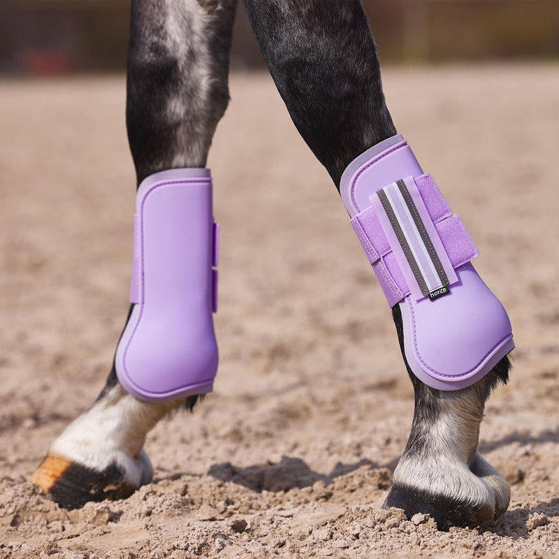 HORZE Adepto Open Front Tendon Boots | Durable Shell with Neoprene Lining - Languid Lavender Purple - Horse - PawsPlanet Australia