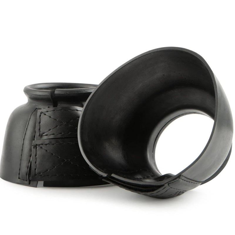 Jeffers Equine Bell Boots for Horses – Heavy-Duty Rubber Overreach Protection, Soft & Durable with Double Strap Closure, Black – Equestrian Essentials for Training, Travel & Sports - Small Size