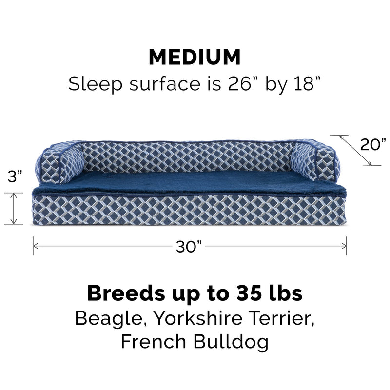 Furhaven Replacement Dog Bed Cover Comfy Couch Plush & Décor Sofa-Style, Machine Washable - Diamond Blue, Medium - PawsPlanet Australia