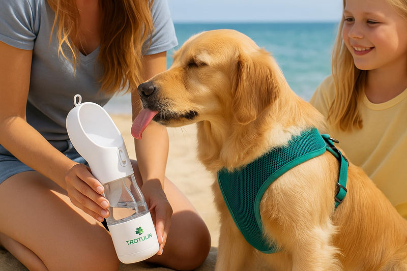 3-in-1 Portable Pet Water Bottle, Food Container & Waste Bag Dispenser – Leak-Proof Travel Feeder for Dogs & Cats by TROTULIN - PawsPlanet Australia
