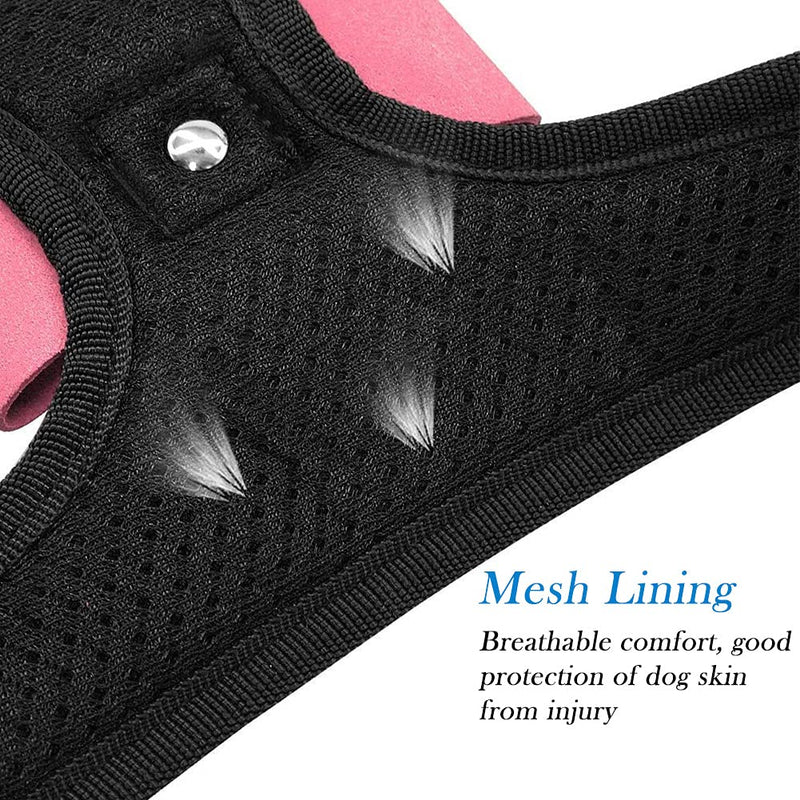 FUNAT Reflective Dog Harness with Rhinestone, Cute Bling Ties Dog Harness Dog Leash, Reflective Chest Strap with Shiny Bow (L, Pink) L - PawsPlanet Australia