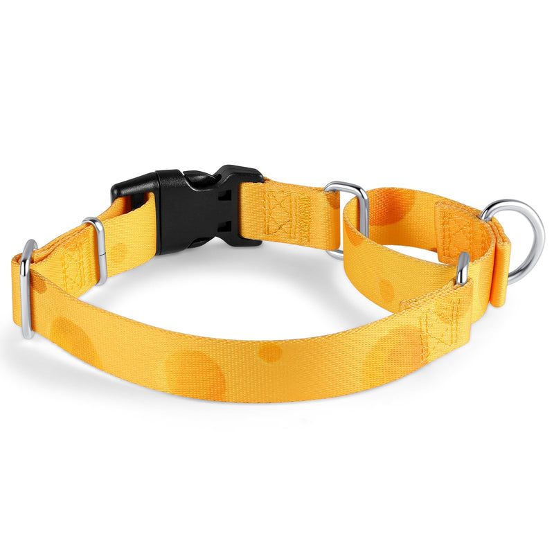 Hyhug Martingale Collar with Buckle, No Pull Non Slip Escape Proof Collar, Adjustable Nylon Martingale Dog Collar for Small Dogs (Cheese, Small) Cheese - PawsPlanet Australia