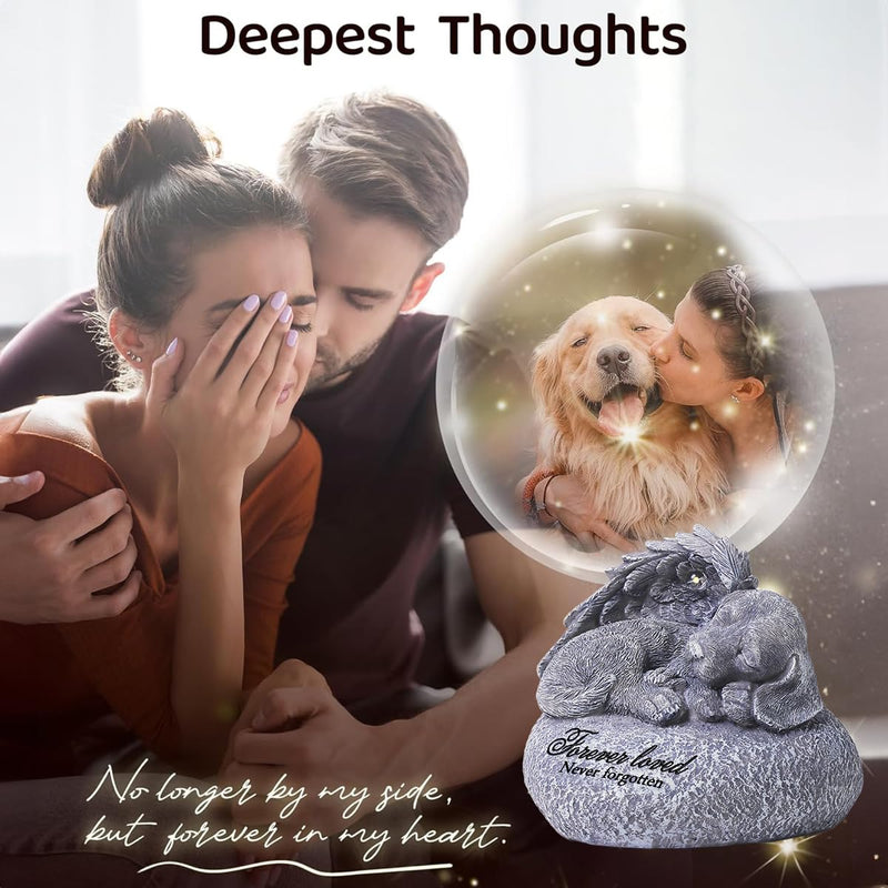 Pet Memorial Gifts for Dogs,Hand-Sculpted Resin Pet Loss Sympathy Gift with LED Light, Pet Angel Sleeping Dog Memorial Stone Statue Pet Headstone Grave Markes for Loss Dog Sympathy Gift - PawsPlanet Australia