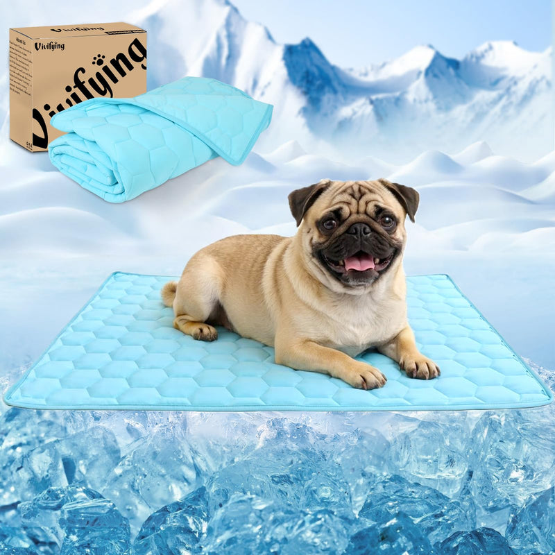 Vivifying Cooling Blanket for Dogs, Waterproof Reversible Dog Cooling Mat, Soft Pet Throw Cooling Mat for Couch, Bed, Crate, Car Seat, Breathable Summer Cat Bed Blanket 30 x 40 Inches (Blue) 30 × 40 inches - PawsPlanet Australia