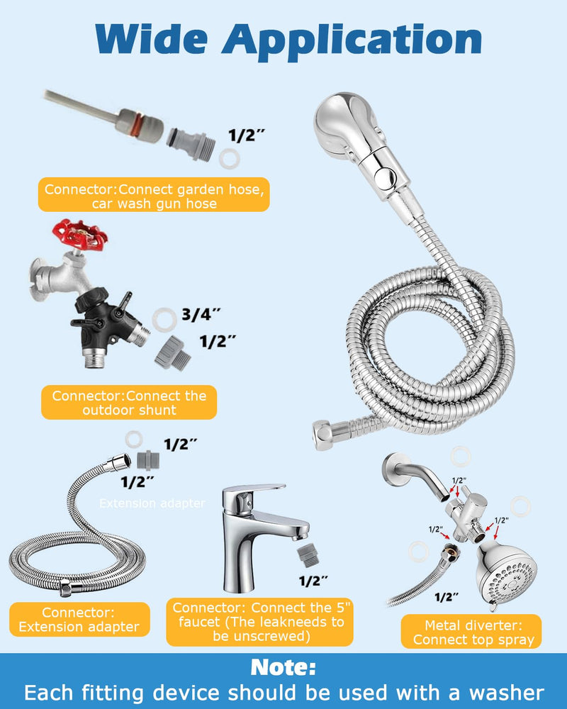 Dog Shower Attachment, Dog Washing Hose Attachment with Diverter Valve, Dog Shower Brush Dog Shower Attachment for Bathroom Shower Arm, for Pet Bathing, Massaging & Grooming, Indoor & Outdoor - PawsPlanet Australia