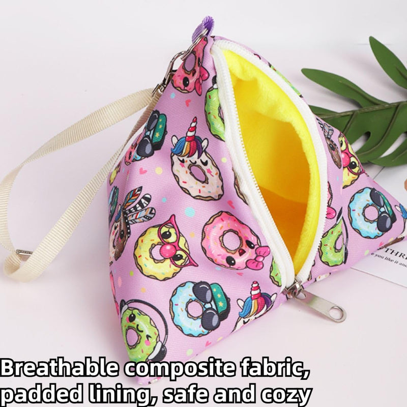 Sugar Glider Bonding Pouch Small Pet Carrier Triangle Bag Sling with Zipper Design Critter Cuddler for Gliders Ferret Rat Hedgehog Hamster (Pink A) Pink A