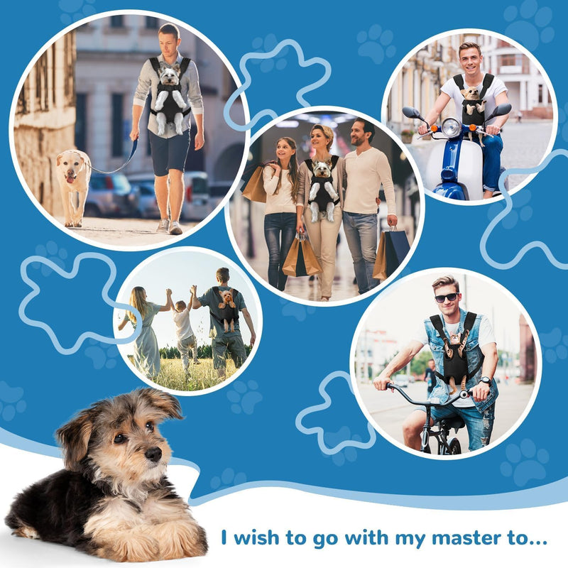 YUDODO Pet Dog Carrier Backpack Adjustable Dog Front Carrier, Legs Out Easy-Fit Dog Travel Backpack Carrier for Hiking Camping for Small Medium Dogs Cats and Rabbit (Small (Pack of 1), A-Black) Small (2-4lbs) - PawsPlanet Australia
