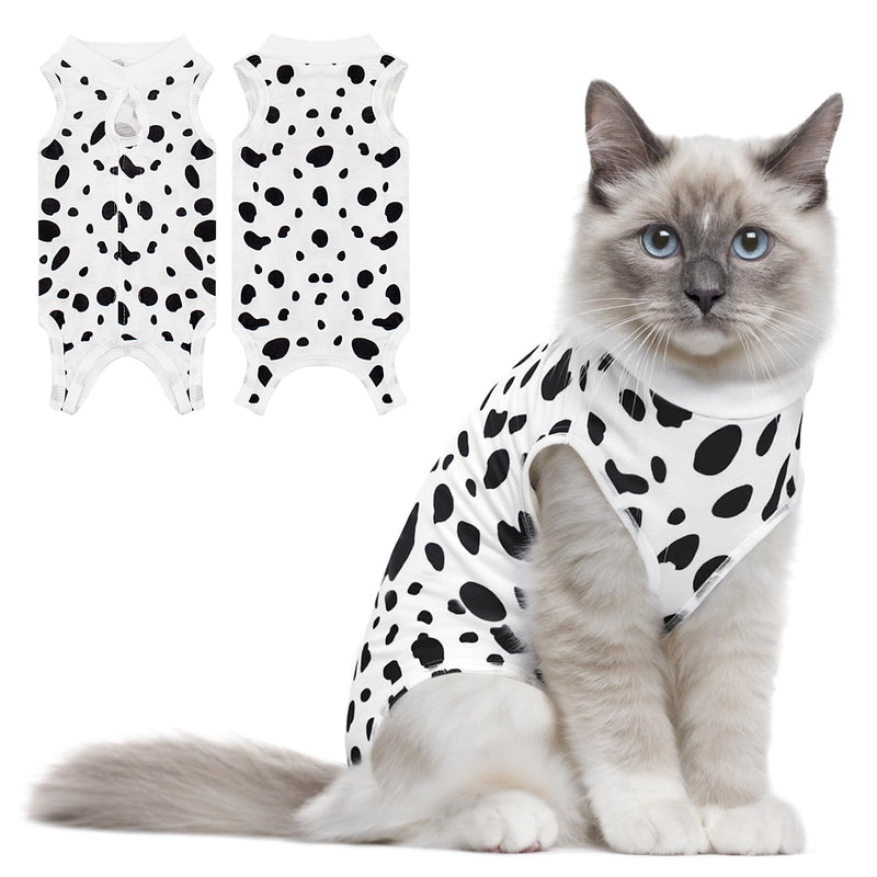 Cat Recovery Suit, Cats Onesie for Cats After Surgery Female Kitten Surgery Suit for Surgical Abdominal Wounds, Cute Cat Spay Recovery Suit Cone of Shame Alternative Anti Licking Cow Large