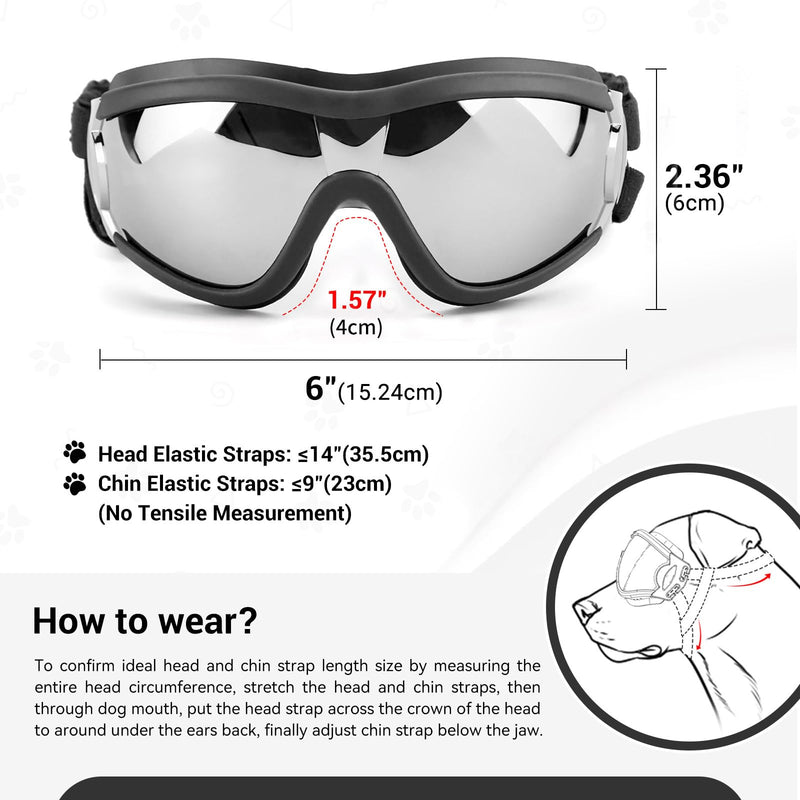 PETLESO Dog Goggles Sunglasses for Large Breeds - 2PCS Black & Clear UV Protection Set, Windproof Eye Wear for Medium to Large Dogs, Ideal for Riding/Driving/Hiking 2Pcs L