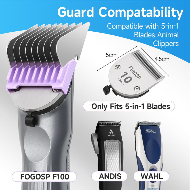 Animal Stainless Steel Clip Attachment Guide Comb Set for 5-in-1 Detachable Blade Pet Dog and Cat Grooming Clippers U-Shaped Blade(Not compatible with A5 style Detachable Blade)