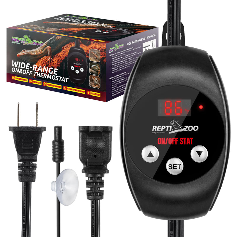 REPTI ZOO Reptile Thermostat Wide Range Temperature Controller Reptile Heat Pad Digital Thermostat Waterproof Seedling Heat Mat Thermostat for Turtles, Lizards, Frogs, Hermit Crabs, Snakes, Plants - PawsPlanet Australia