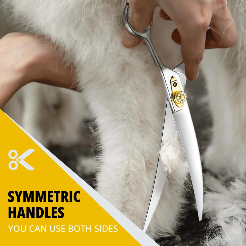 Dream Reach Curved Dog Scissors - 8 Inch Professional Pet Grooming Shears with Adjustable Screw, Curved Shears for Trimming Face and Paws 8 Inch-Curved Cutter - PawsPlanet Australia