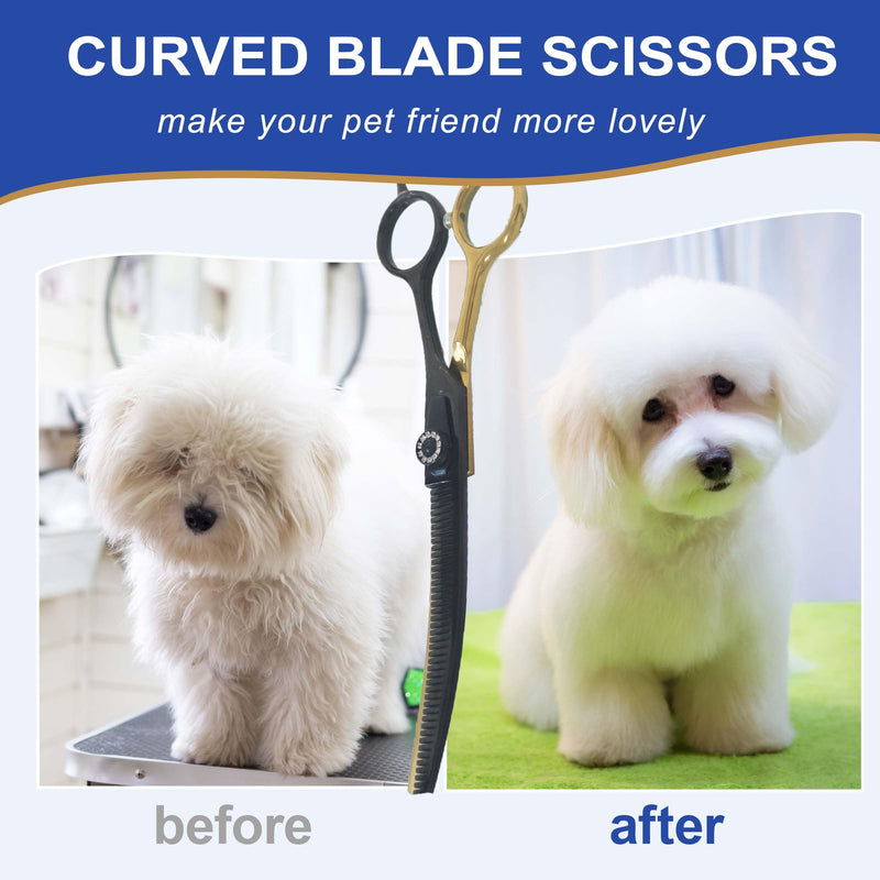 7" Curved Thinner Dog Scissor, Curved Blender Scissors, 40 Teeth, 30% Thinning Rate, Professional Pet Shear for Groomer, Ergonomic Dog Grooming Scissor, Dogs Shear for Grooming - PawsPlanet Australia