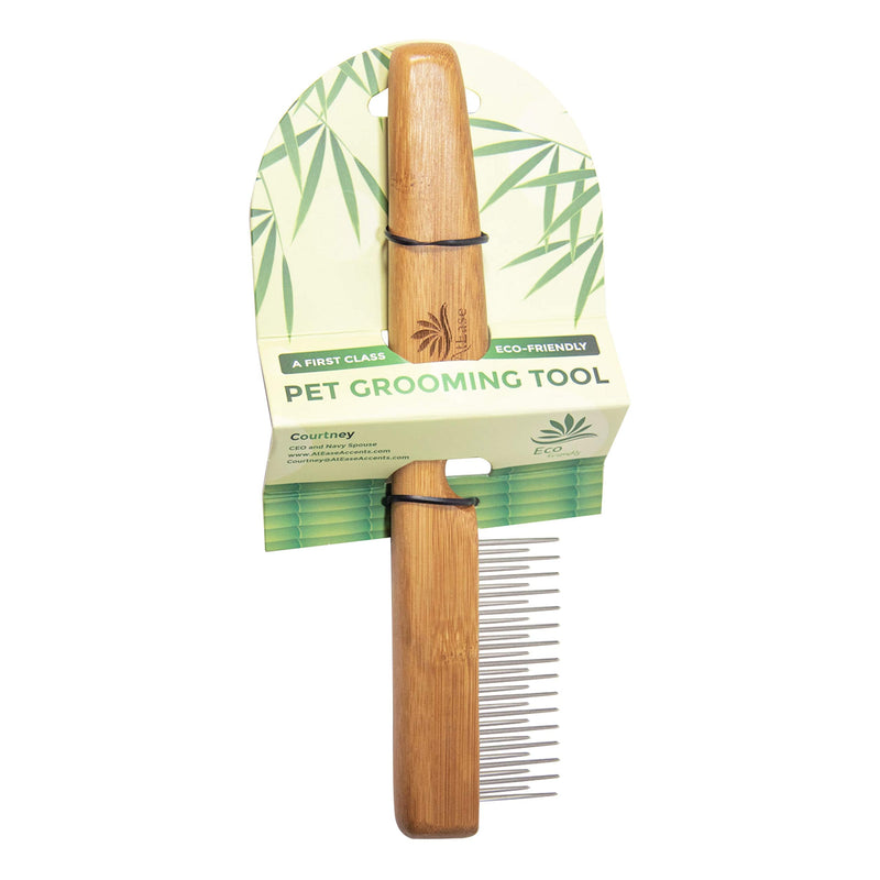 Detangling Pet Comb for Matted Hair and Detangler, with Long & Short Stainless Steel Teeth for Dog and Cat- Natural Easy Grooming Tool - PawsPlanet Australia