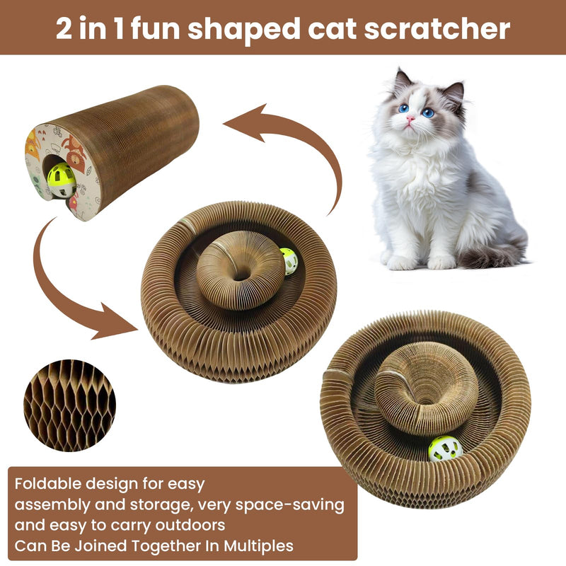 Corrugated Paper Cat Scratcher Track with Rolling Ball - Scratch-Resistant, Interactive, Pet-Safe for Feline Play & Claw Care Animal Print - PawsPlanet Australia