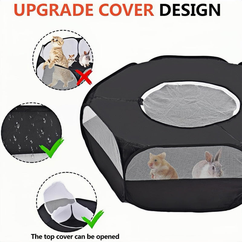 Small Animal Playpen,Popup Playpen,Portable Pet Tent,Foldable,Chicken brooder,Hamster/Dog/Cat/Rabbit/Guinea Pig/Chick Pet Cage Tent with Zipper Cover,Waterproof Black - PawsPlanet Australia